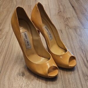 Jimmy Choo Women's Caramel Peep-Toe Heels